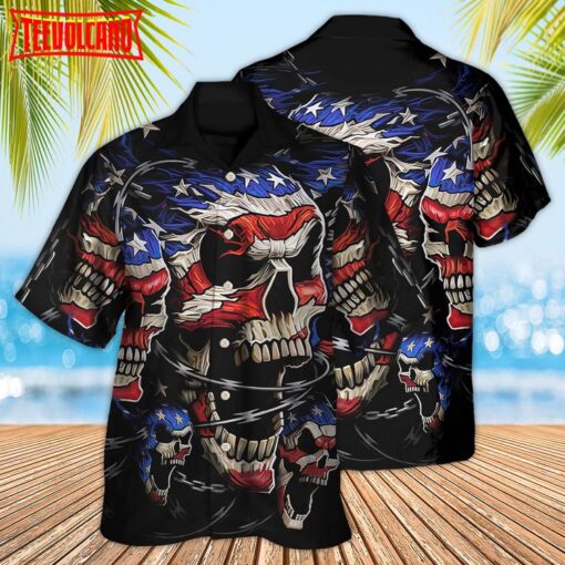 America Skull Love America Forever Hawaiian Shirt