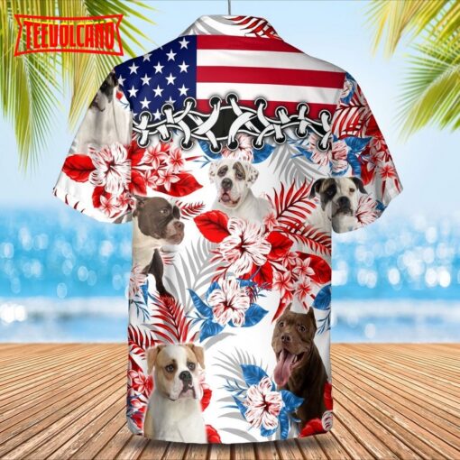 American Bulldog Hawaiian Shirs, 3D Floral And Dog Shirt