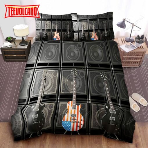 American Flag Bass Guitar Electronic Bedding Set