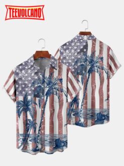 American Flag Hawaiian Shirt, Beach Hawaiian Shirt