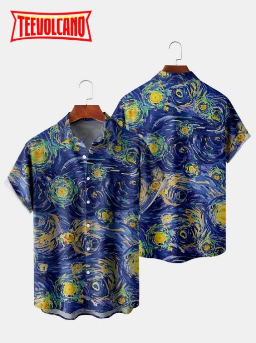 Art Printed Hawaiian Shirt, Sky Night Hawaii Shirt, Summer Vibe Shirt