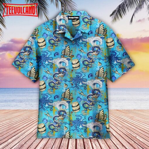 Asian Dragon, Octopus And Sea Voyages Hawaiian Shirt