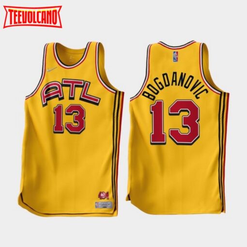 Atlanta Hawks Bogdan Bogdanovic 2022-23 Gold Earned Edition Jersey