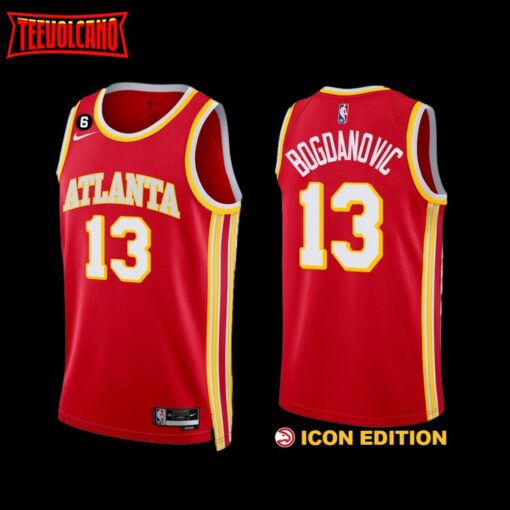 Atlanta Hawks Bogdan Bogdanovic 2022-23 Icon Edition Jersey Red