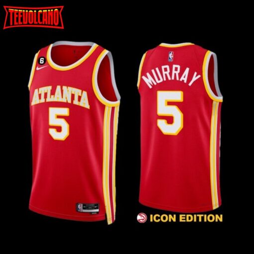 Atlanta Hawks Dejounte Murray 2022-23 Icon Edition Jersey Red