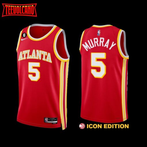 Atlanta Hawks Dejounte Murray 2022-23 Icon Edition Jersey Red