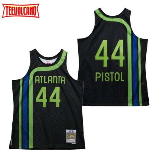 Atlanta Hawks Pistol Pete Maravich Black Reload Throwback Jersey