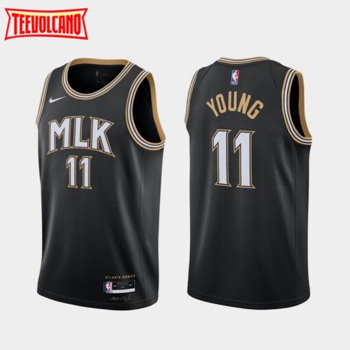 Atlanta Hawks Trae Young 2021 MLK City Black Jersey