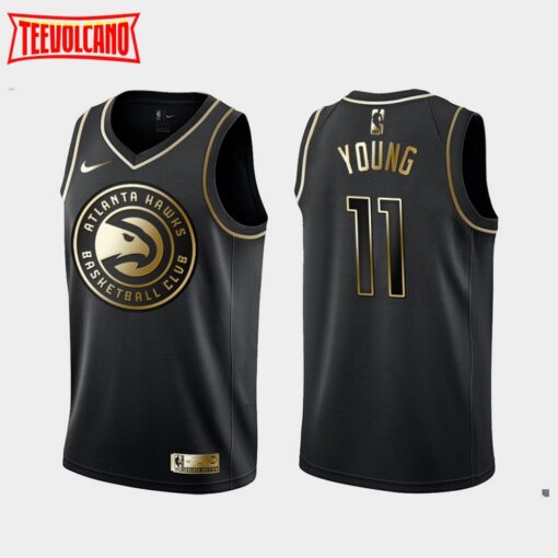 Atlanta Hawks Trae Young Black Golden Jersey