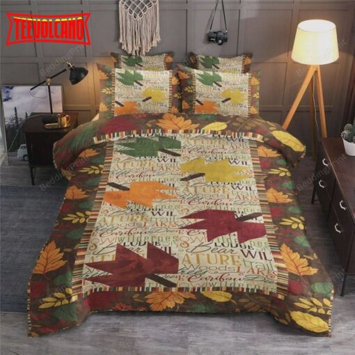 Autumn Leaves On Word Duvet Cover Bedding Sets