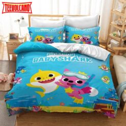 Baby Shark And Pink Fox For KidS Room Duvet Cover Bedding Sets