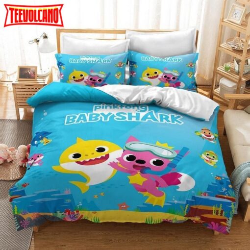 Baby Shark And Pink Fox For KidS Room Duvet Cover Bedding Sets