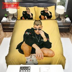 Bad Bunny In Yellow Background Bed Sheets Duvet Cover Bedding Sets