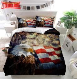 Bald Eagle American Flag Fireworks Duvet Cover Bedding Sets