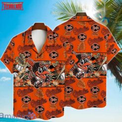 Baltimore Orioles Mascot And Leaves Tropical Pattern Hawaiian Shirt