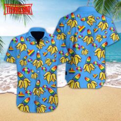 Banana Hawaiian Shirts, Lgbt Rainbow Banana Hawaiian Shirt