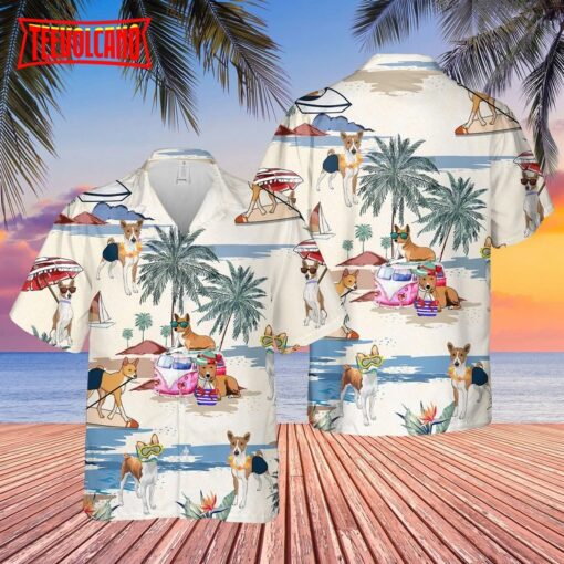 Basenji Summer Beach Dog On The Beach Hawaiian Shirt