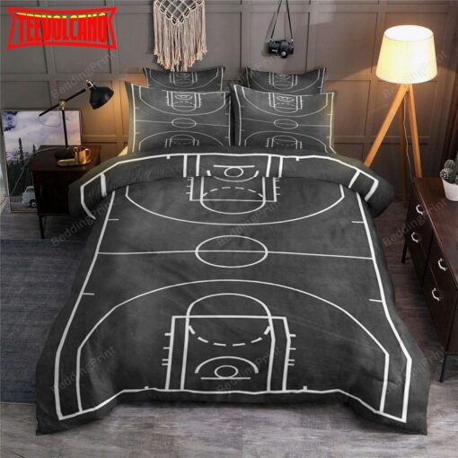 Basketball Court Illustration Bedding Set For Fans Duvet Cover