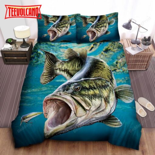 Bass Fishing Hunter Bedding Set Duvet Cover and Pillow Cases_9667