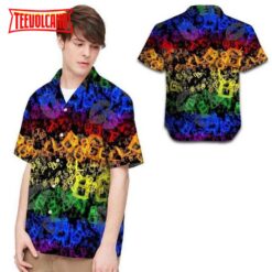 Beach Shirt Hawaii Shirt Lgbt Letters Neon Rainbow , Aloha Shirt