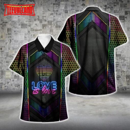 Beach Shirt Lgbt Pride Love Is Love Neon Aloha Hawaiian Shirts