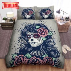 Beauty Sugar Skull Roses Bed Sheets Duvet Cover Bedding Sets