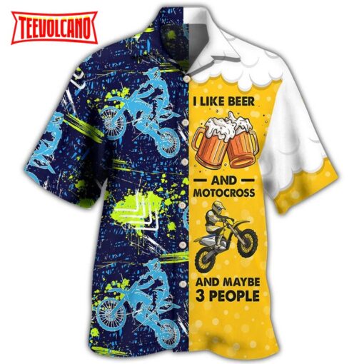 Beer I Like Beer And Motocross Unisex Hawaiian Shirt