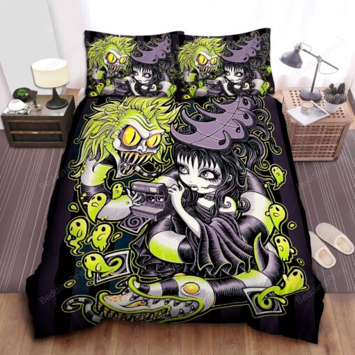 Beetlejuice &amp Lydia With Sandworm Bed Sheets Duvet Cover