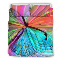 Beige Butterfly Themed Bed Sheets Duvet Cover