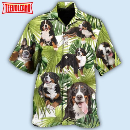 Bernese Mountain Dog Tropical Leaf Lover Hawaiian Shirt