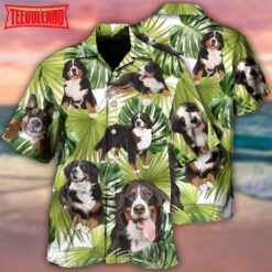 Bernese Mountain Dog Tropical Leaf Lover Hawaiian Shirt