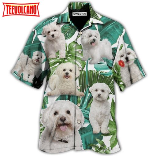 Bichon Frise Dog Tropical Leaf Style Hawaiian Shirt