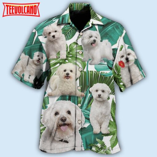 Bichon Frise Dog Tropical Leaf Style Hawaiian Shirt