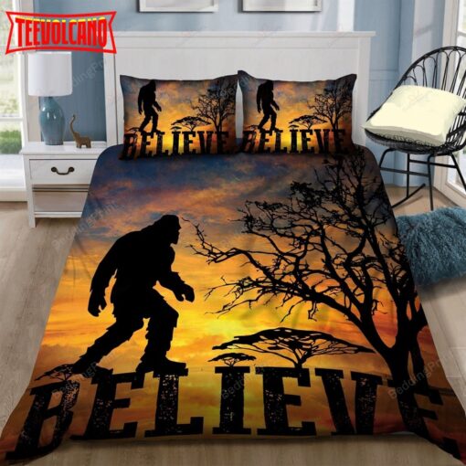 Bigfoot Silhouette Sunset Believe Bedding Sets