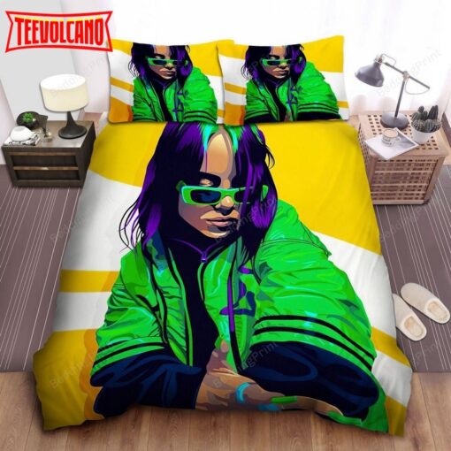 Billie Eilish In Green Jacket Bed Sheets Duvet Cover