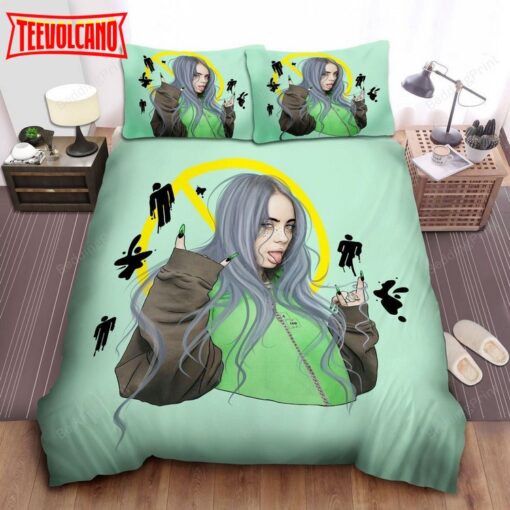 Billie Eilish Rock On Hand Sign Bed Sheets Duvet Cover