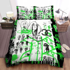 Billie Eilish Street Art Drawing In Green Bedding set