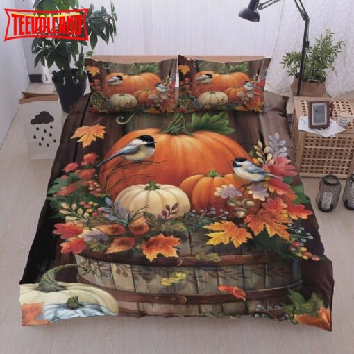 Bird Pumpkin Autumn Duvet Cover Bedding Sets