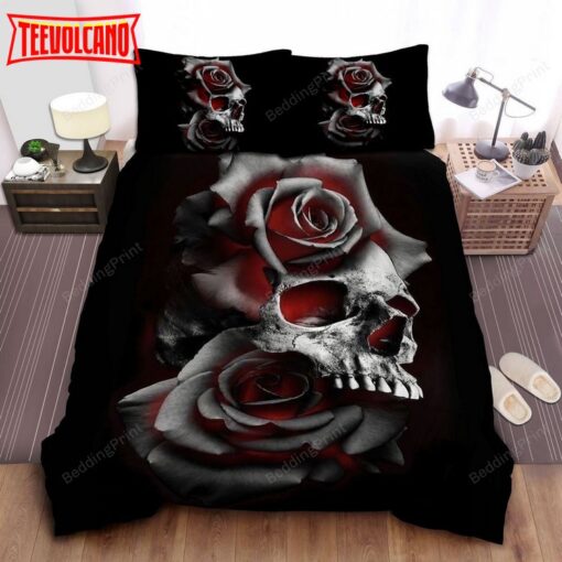 Black &amp White Skull &amp Roses Bedding Sets