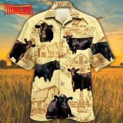 Black Angus Cattle Lovers Farm Cow Hawaiian Shirt