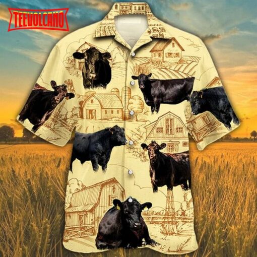 Black Angus Cattle Lovers Farm Cow Hawaiian Shirt