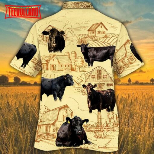 Black Angus Cattle Lovers Farm Cow Hawaiian Shirt