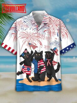 Black Cat Independence Day Is Coming Hawaiian Shirt and Shorts