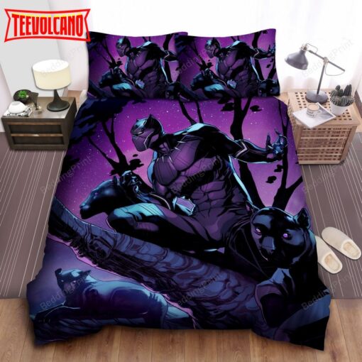 Black Panther Hunting At Night Bed Sheets Duvet Cover