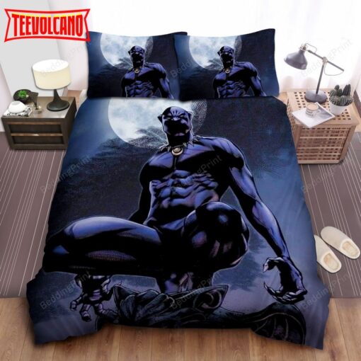 Black Panther Under The Moon Bed Sheets Duvet Cover