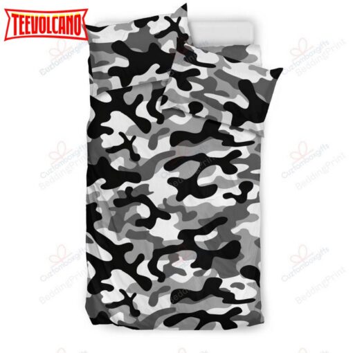 Black White Camo Camouflage Bedding Set Duvet Cover