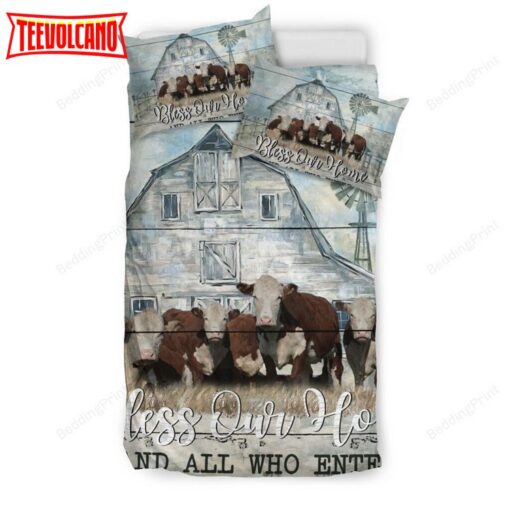 Bless Our Home Who Enter Hereford Cow Bedding Sets