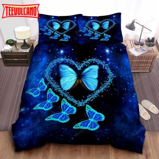 Blue Butterfly Bed Sheets Duvet Cover