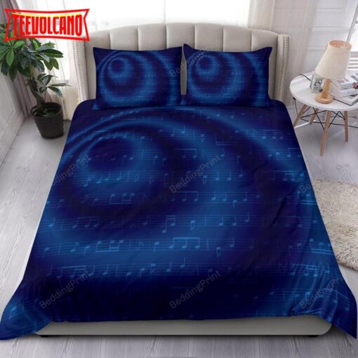 Blue Music Notes Duvet Cover Bedding Set