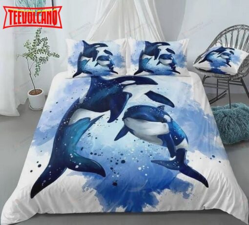 Blue Ocean Whale Bed Sheets Duvet Cover